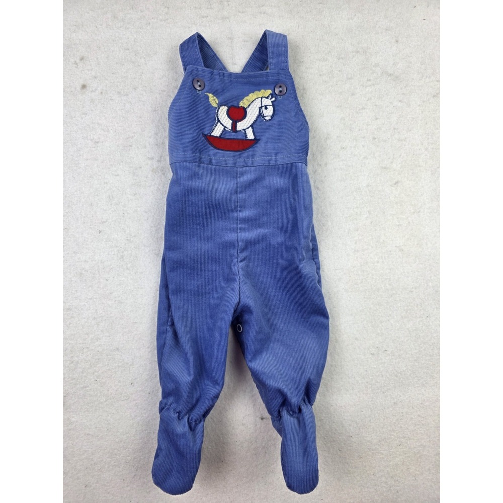 Vintage‎ Baby Corduroy Overalls Rocking Horse Healthtex One Piece Snap 3 Months